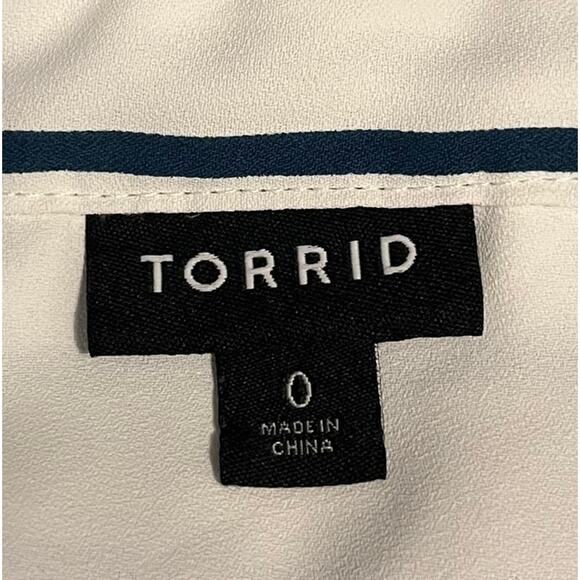 Torrid Long Sleeve Shirt Madison Georgette Teal Stripe 0X - Picture 8 of 11